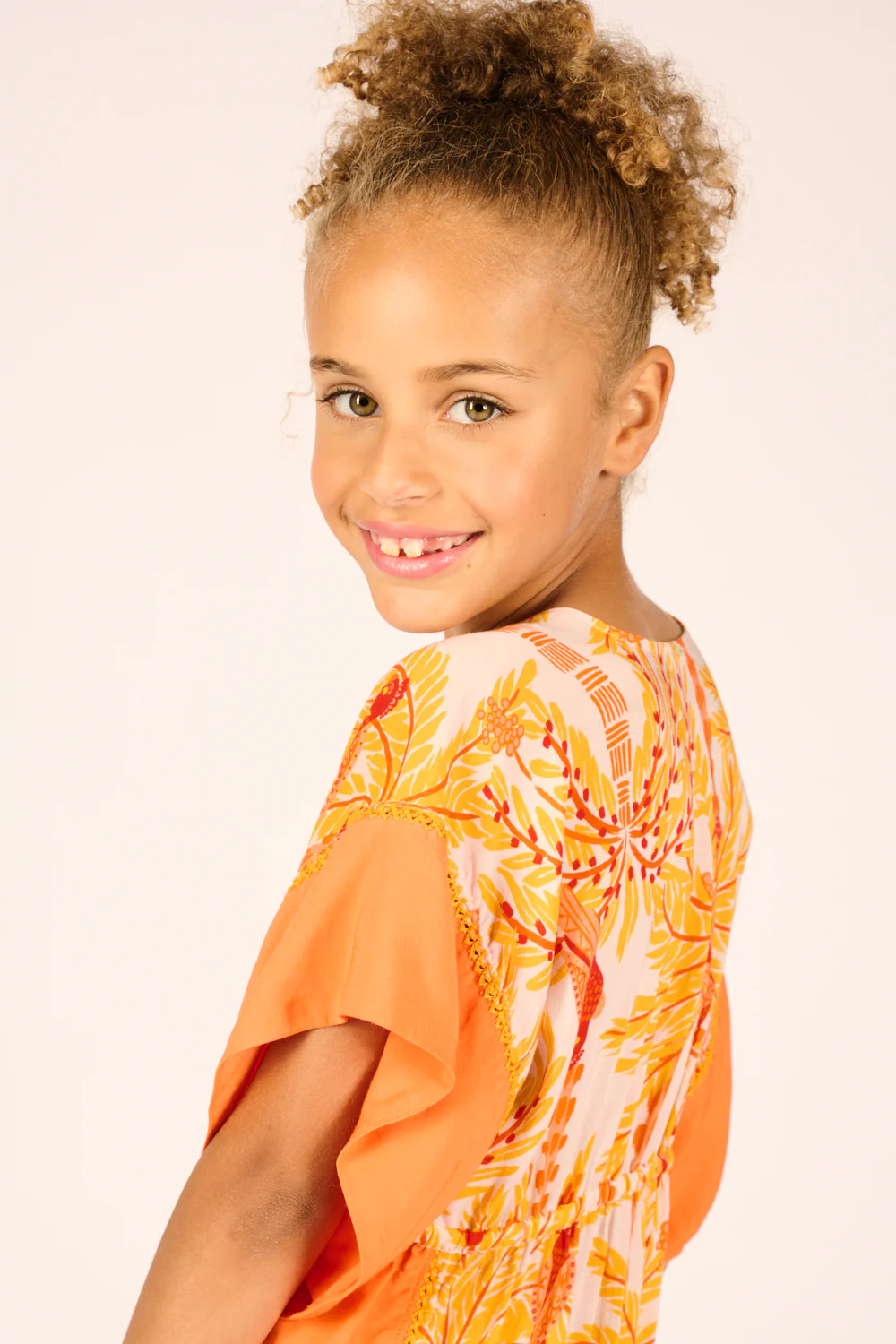Kaftan Amaya for girls - Yellow Mini Palmrott - Image 2