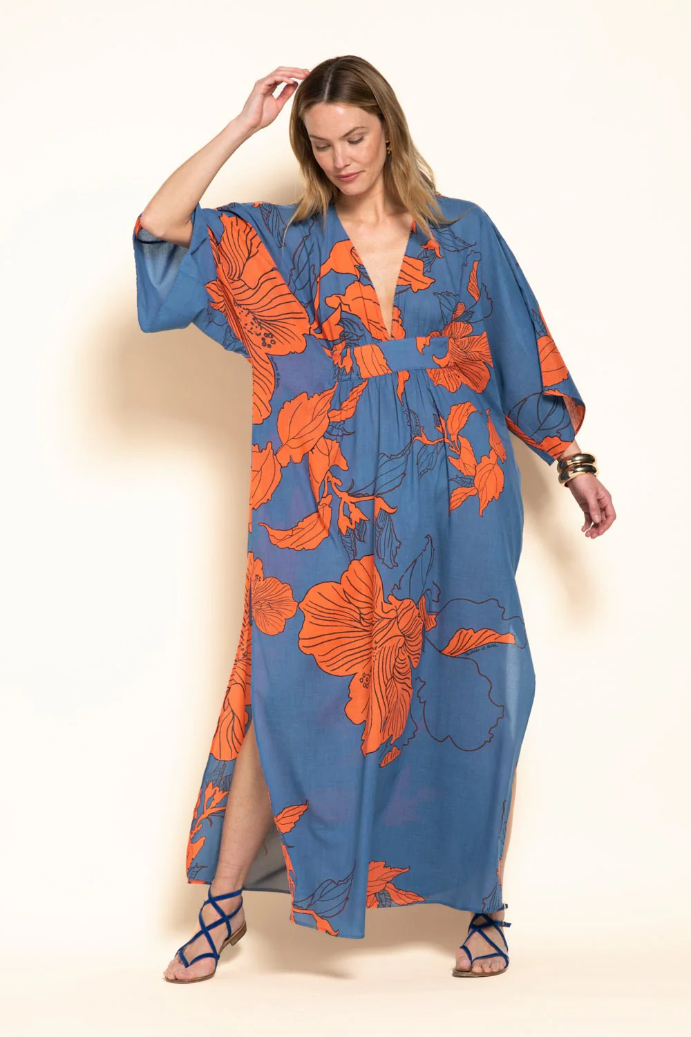 Kaftan Sol - Blue Hibiscus - Image 3