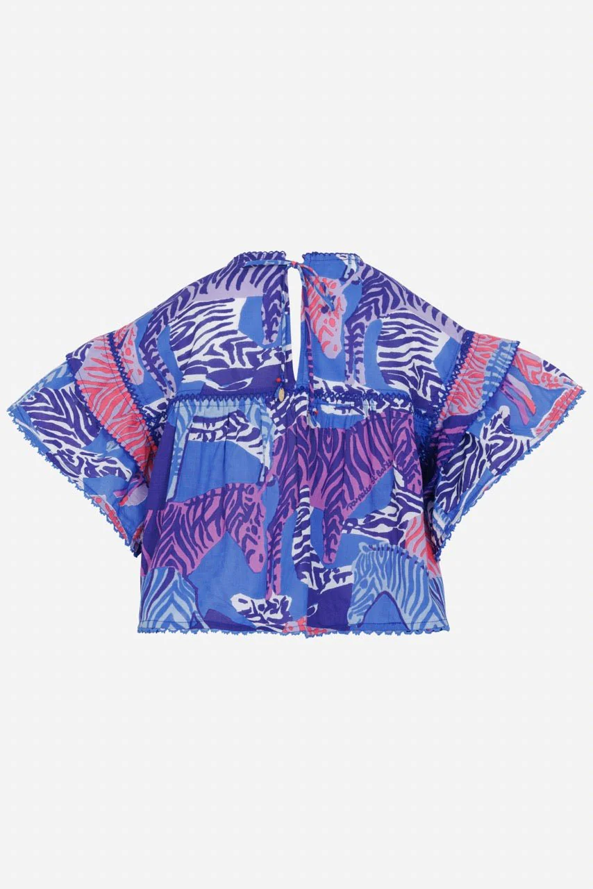 Blouse Chantal for girls - Blue Ashanti - Image 2