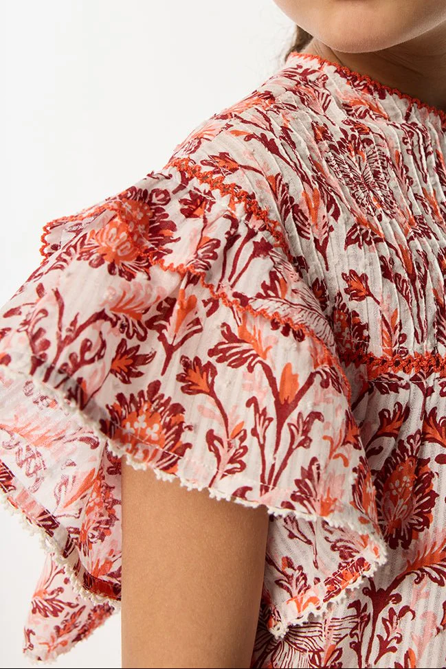 Blouse Chantal for girls - Pink Victorian