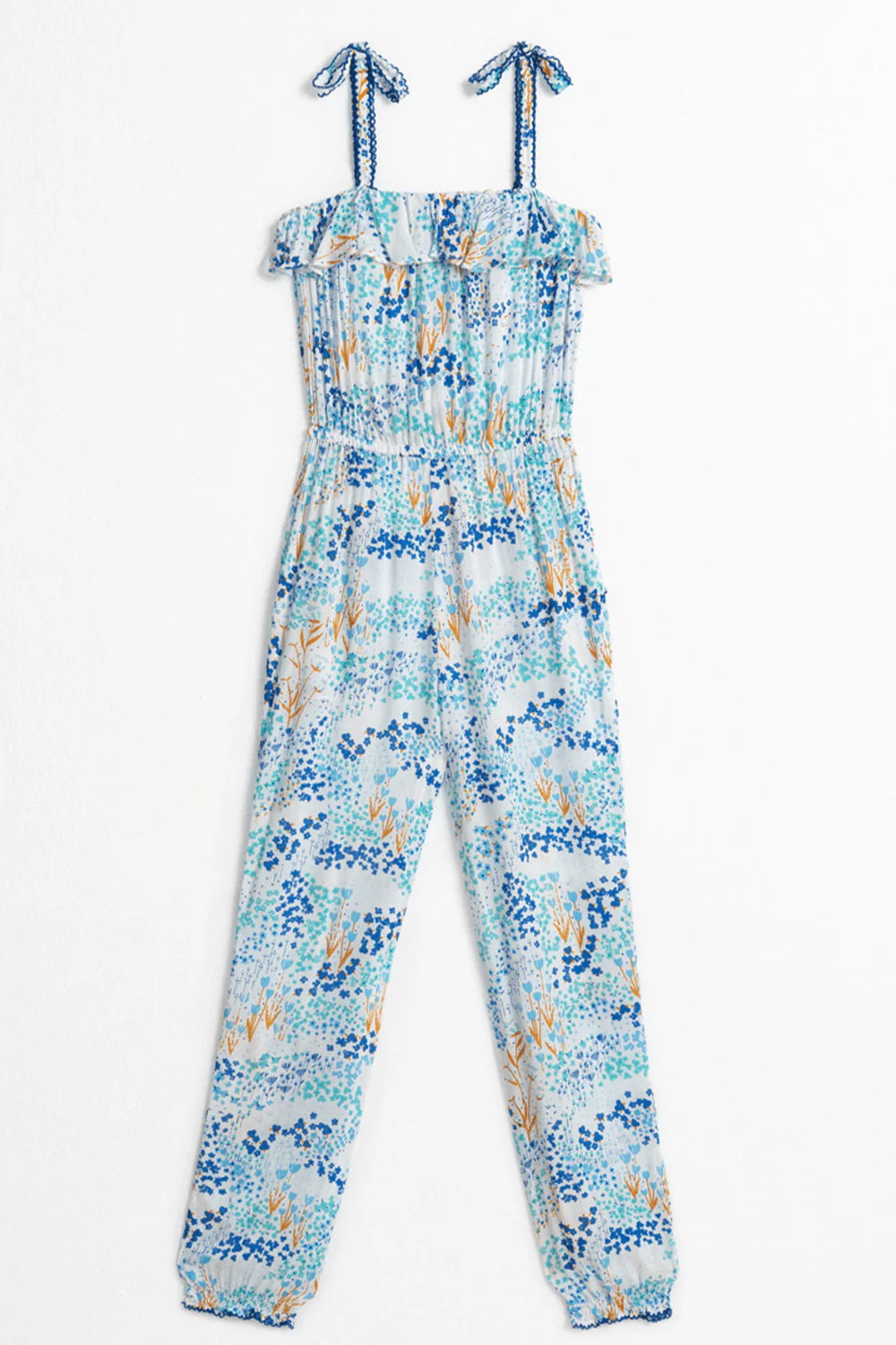 Kids Long Jumpsuit Astra - White Blue Tulipe - Image 2