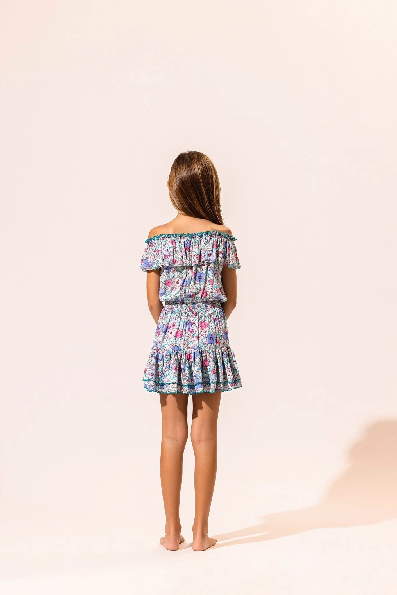 Kids Mini Dress Bella - Aqua Petunia - Image 2