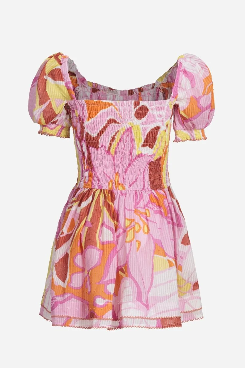 Mini Dress Bertha for girls - Pink Macro Lilium - Image 2
