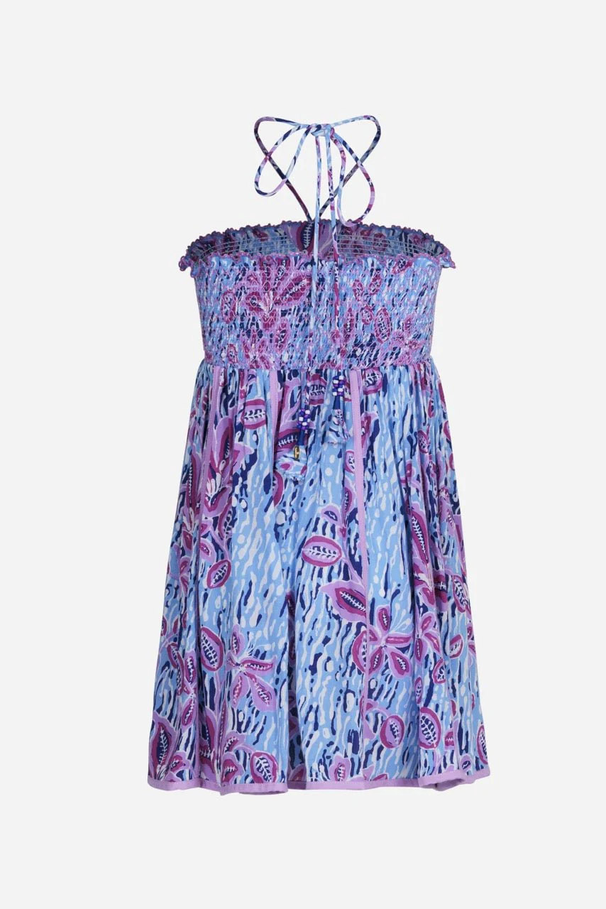 Mini Dress Cycas for girls - Blue Exotic Forest - Image 2
