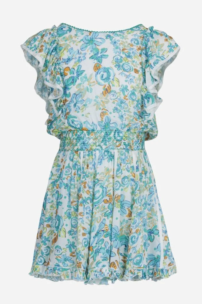 Mini Dress Kikka for girls - Mint Garden Rose