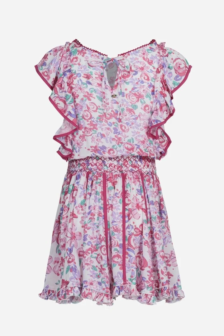 Mini Dress Kikka for girls - Pink Garden Rose - Image 2