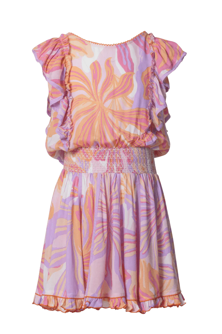 Mini Dress Kikka for girls - Pink Seaweed