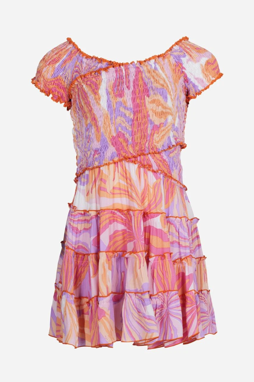 Mini Dress Soledad for girls - Pink Seaweed