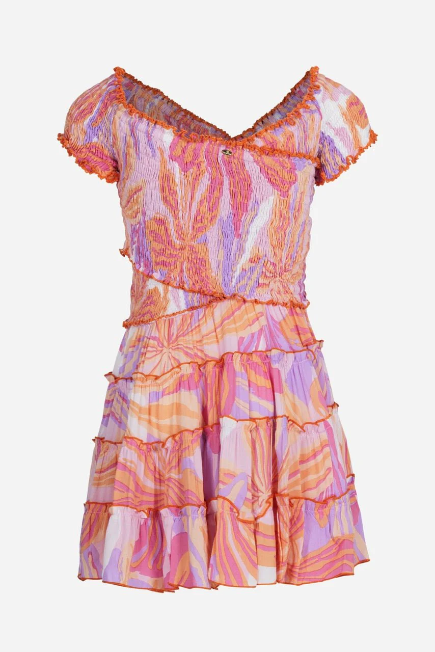 Mini Dress Soledad for girls - Pink Seaweed - Image 2