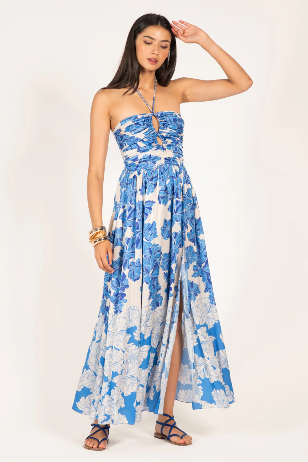Long Dress Avril - Blue Flower Bunch - Image 2