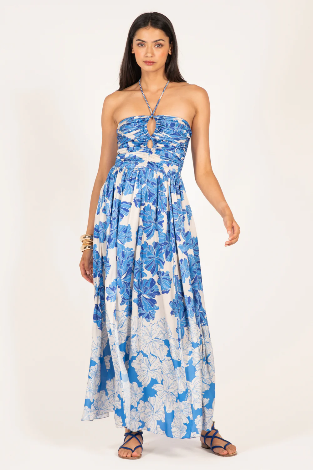 Long Dress Avril - Blue Flower Bunch - Image 4