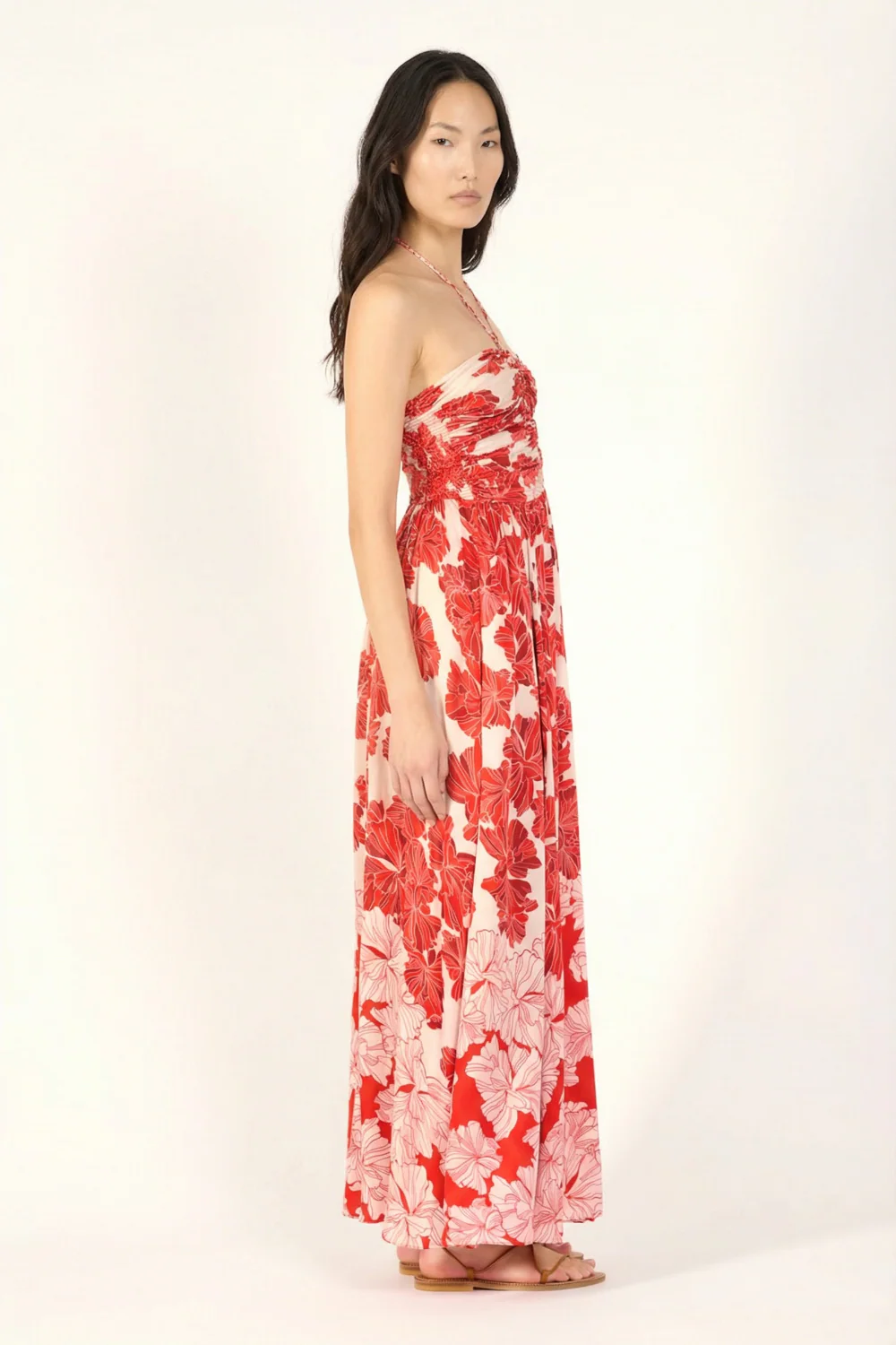 Long Dress Avril - Red Flower Bunch - Image 3