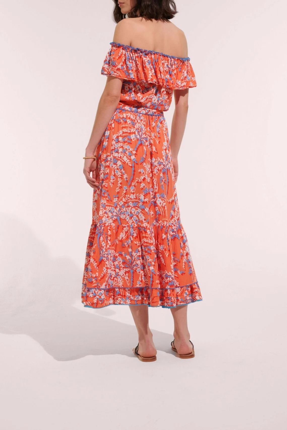 Long Dress Bella - Orange Palmery - Image 3