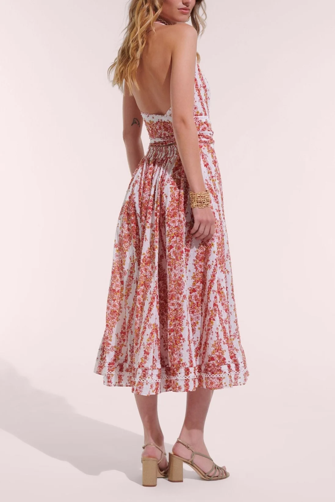Long Dress Beth - Pink Waves Flowers - Image 3