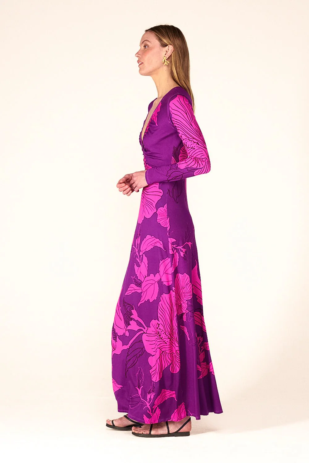 Long Dress Bossa - Purple Hibiscus - Image 4