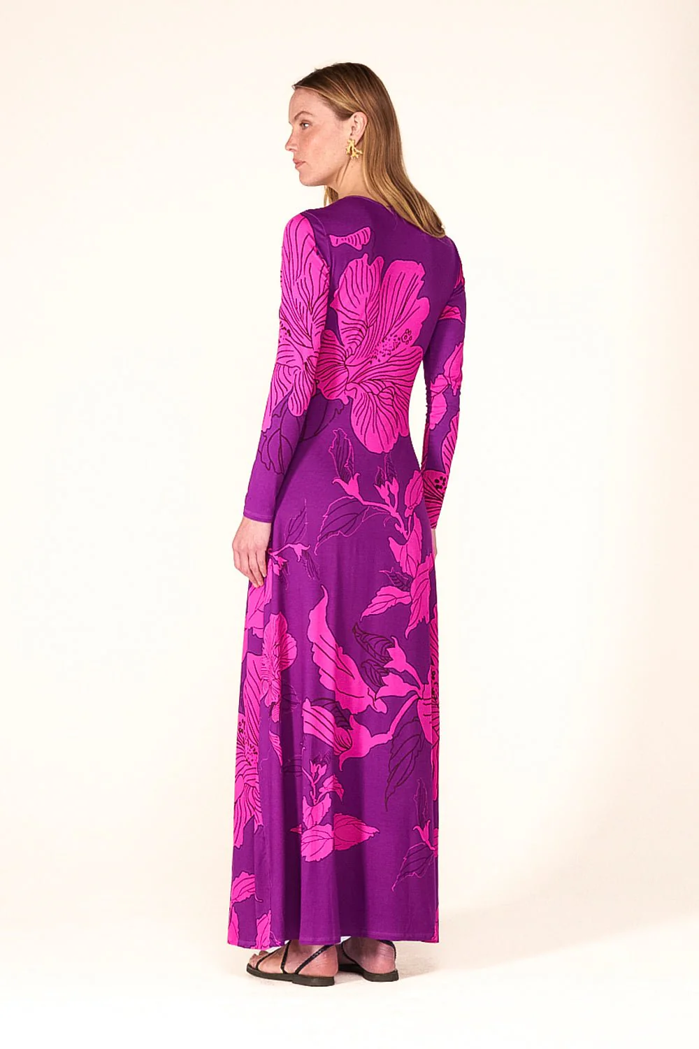 Long Dress Bossa - Purple Hibiscus - Image 5