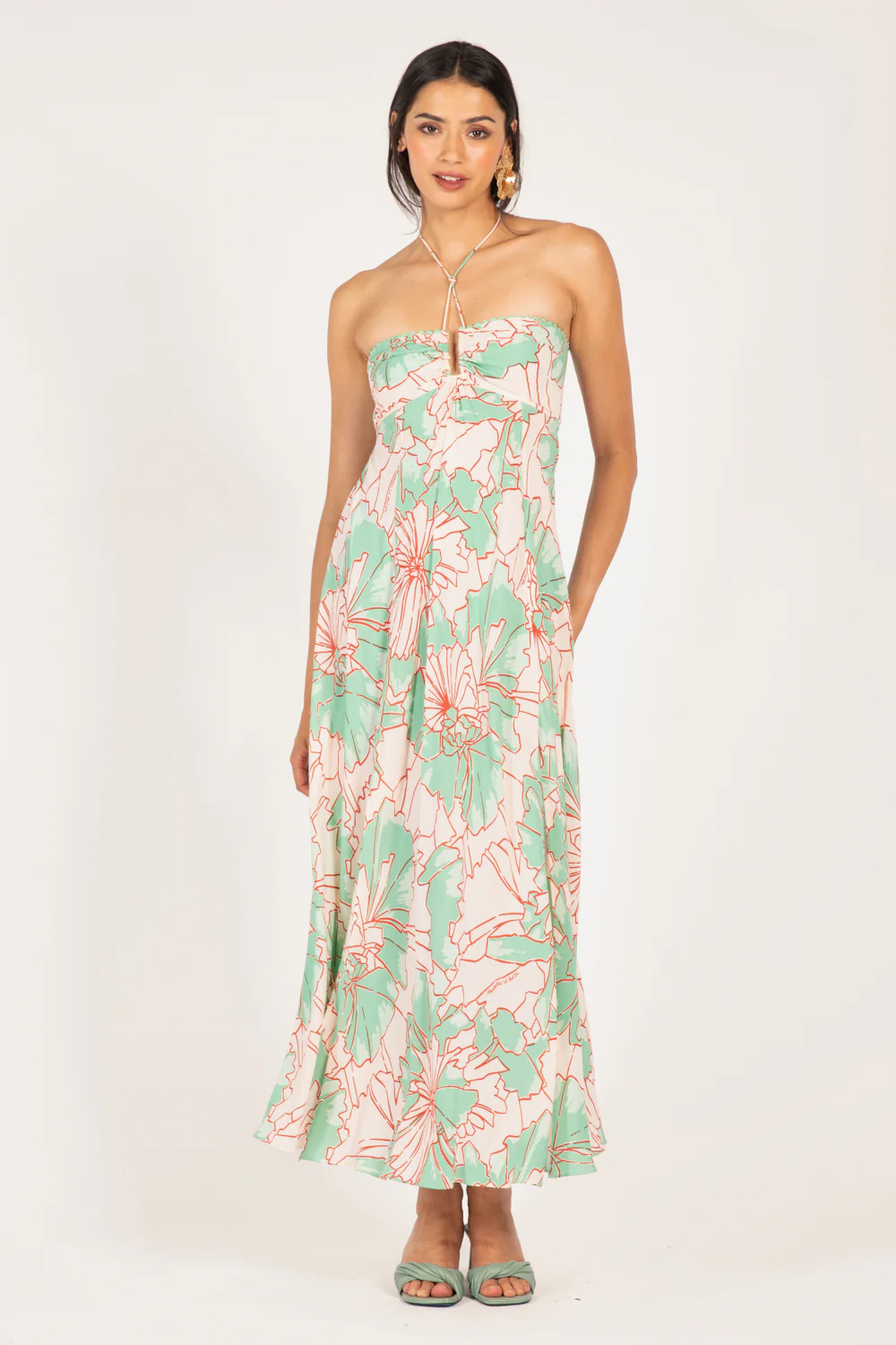 Long Dress Carla - Green Petal