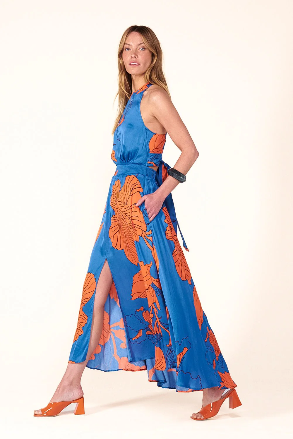 Long Dress Clea - Blue Hibiscus - Image 4