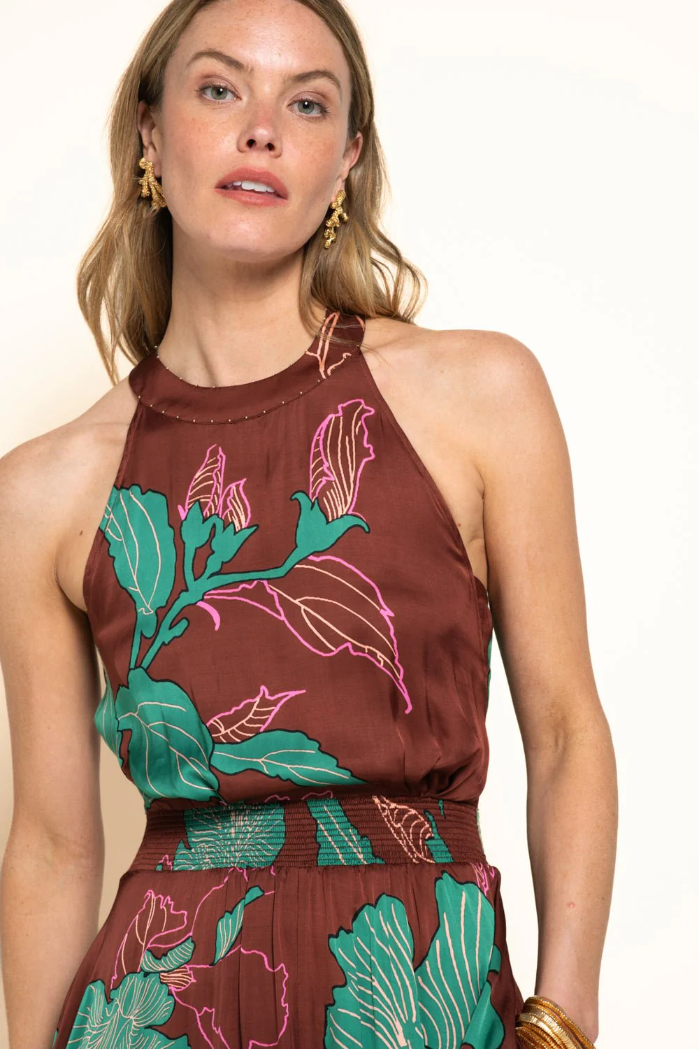 Long Dress Clea - Brown Hibiscus - Image 2