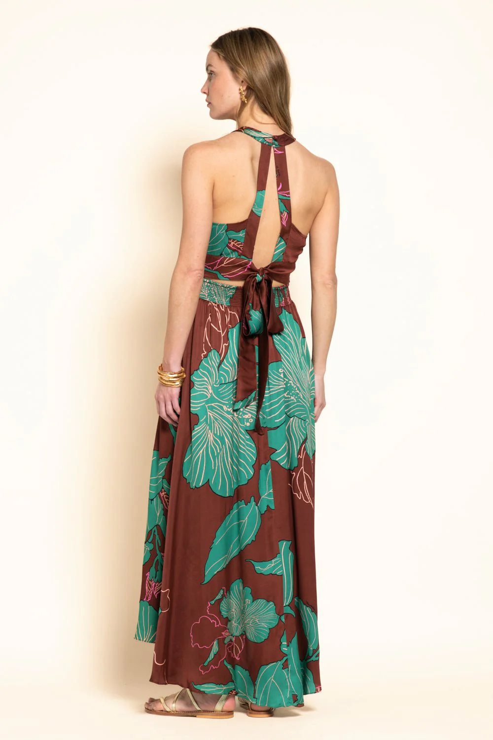 Long Dress Clea - Brown Hibiscus - Image 4