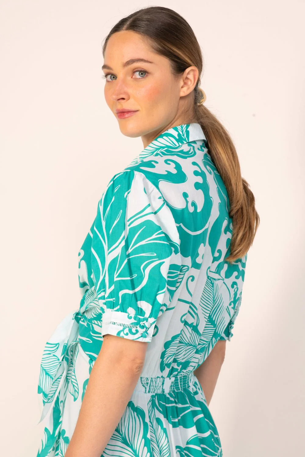 Long Dress Eren - Green Reef Wave - Image 3