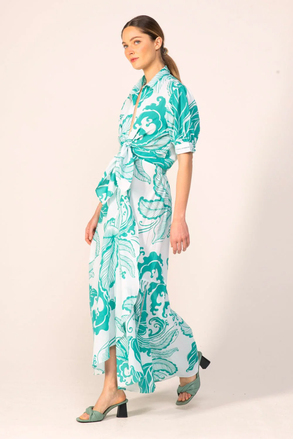 Long Dress Eren - Green Reef Wave - Image 4