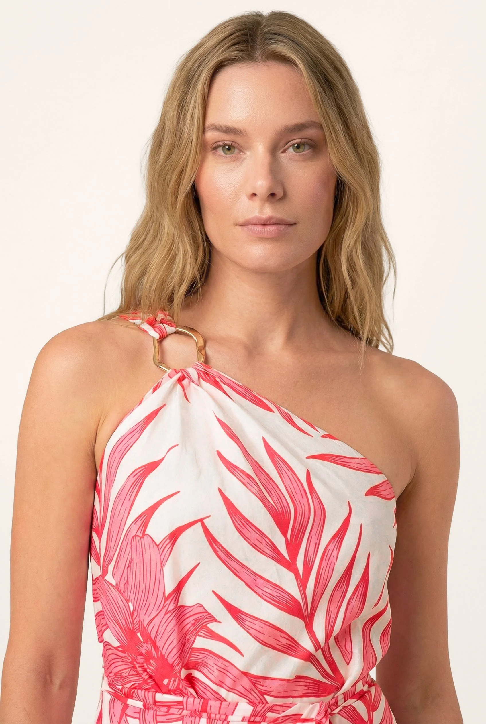 Long Dress Fanny - Pink Palm Leaf - Image 2