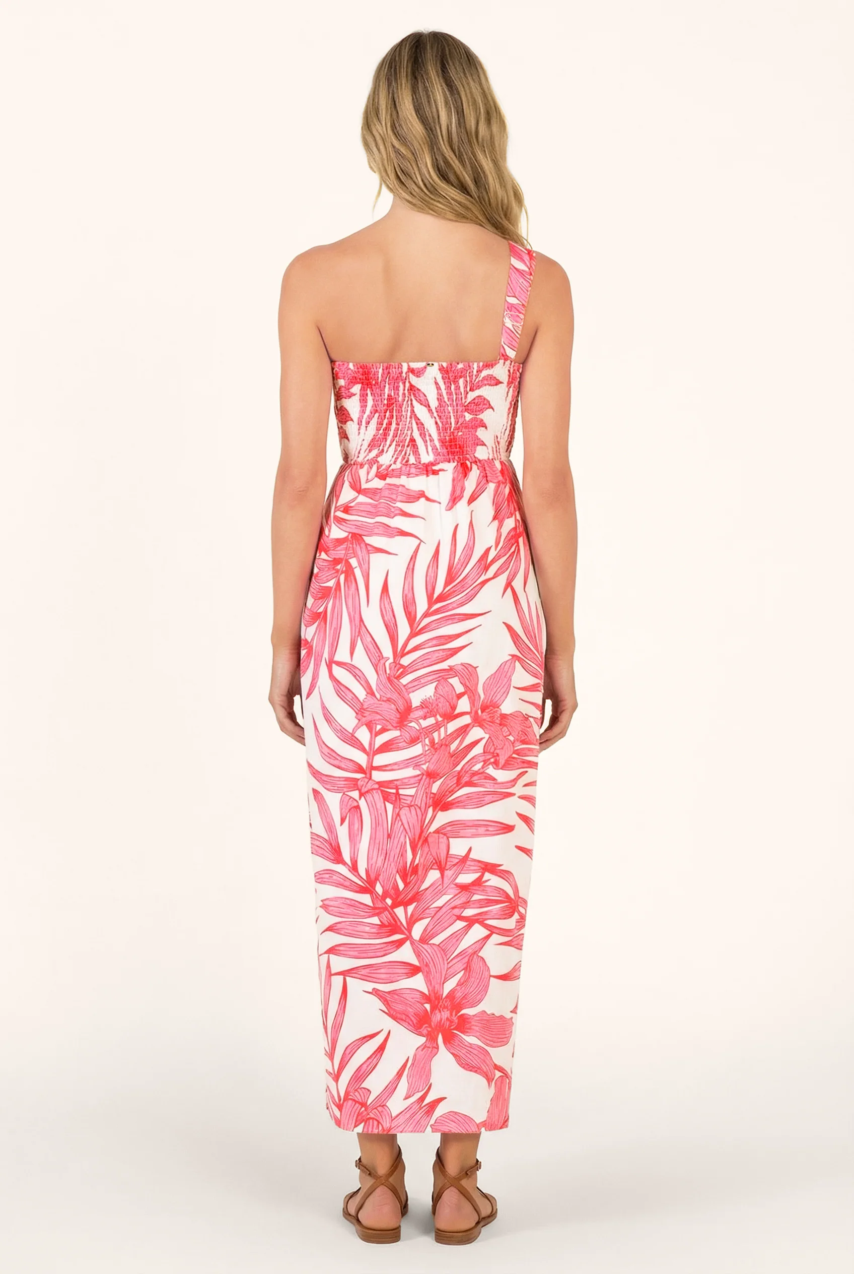 Long Dress Fanny - Pink Palm Leaf - Image 3