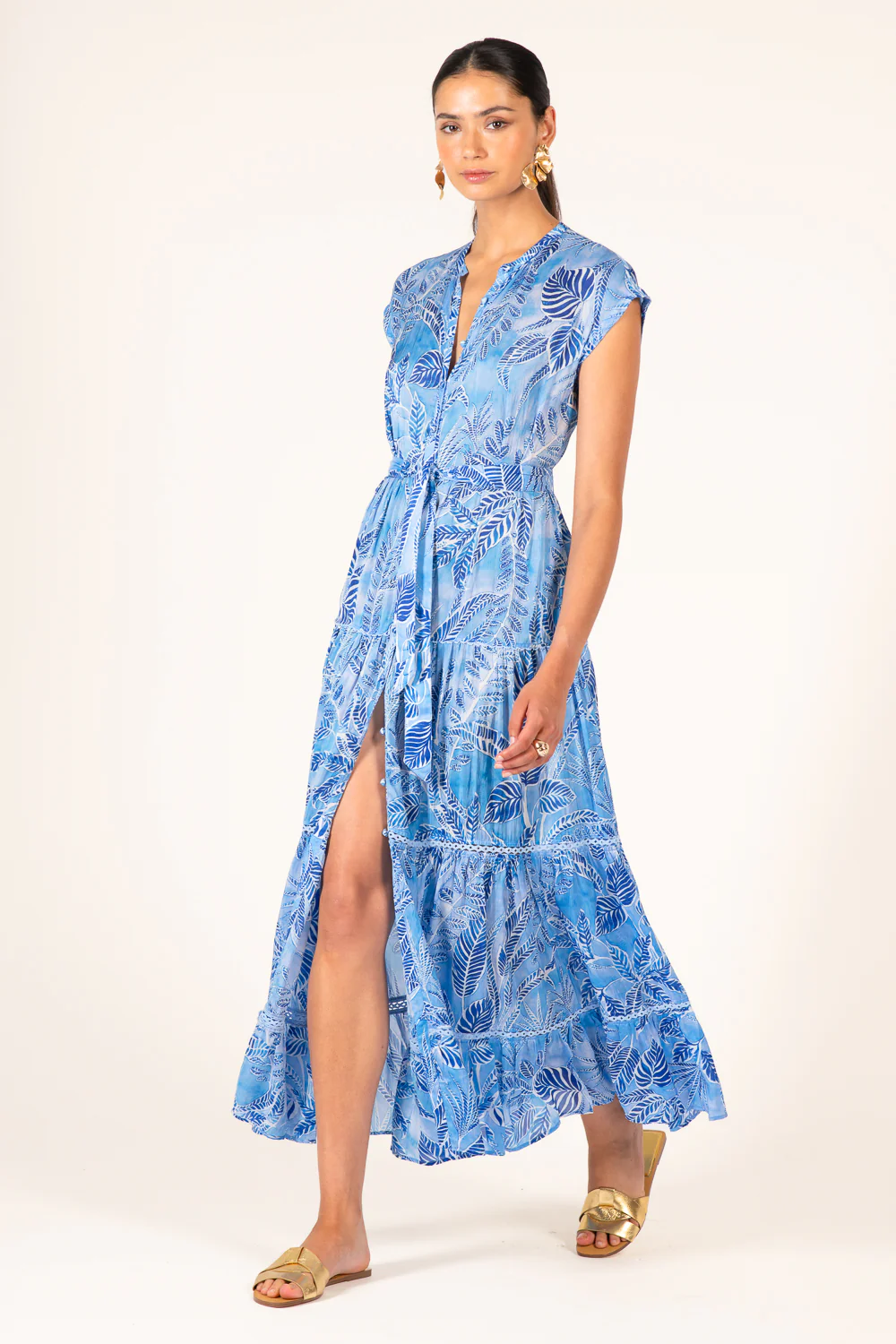 Long Dress Kora - Blue Calathea - Image 4
