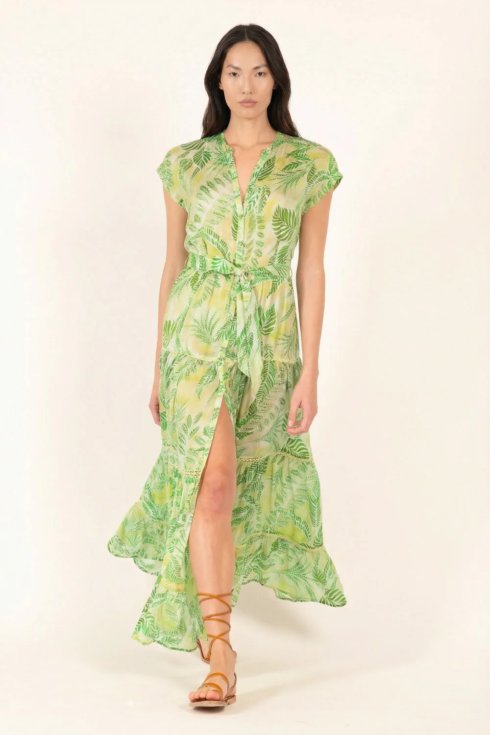Long Dress Kora - Green Calathea - Image 2