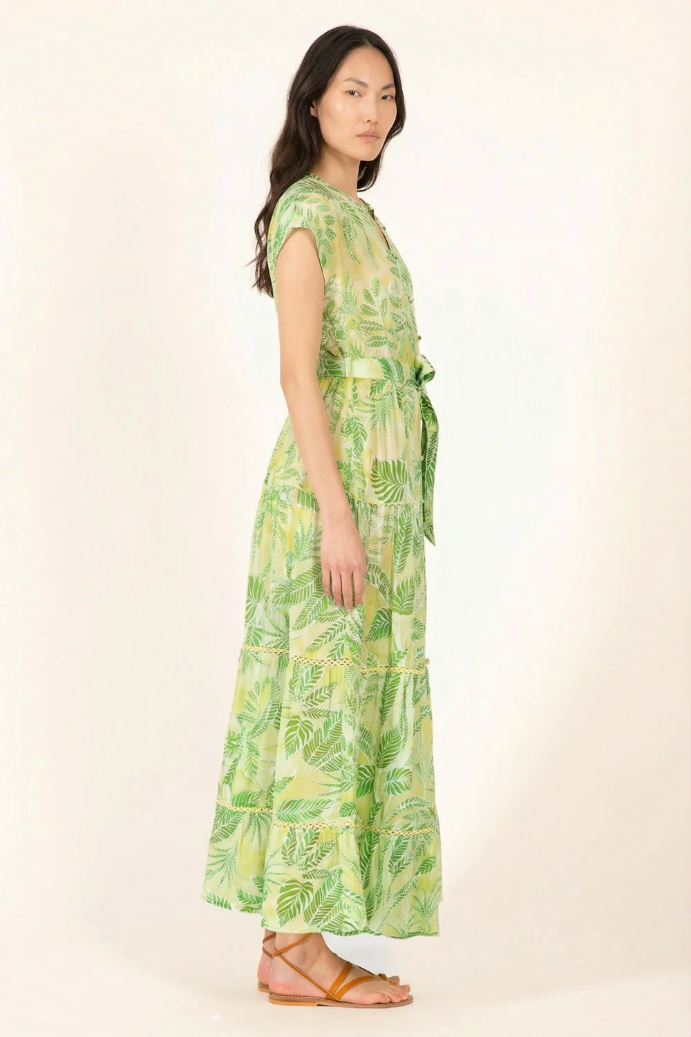 Long Dress Kora - Green Calathea - Image 3