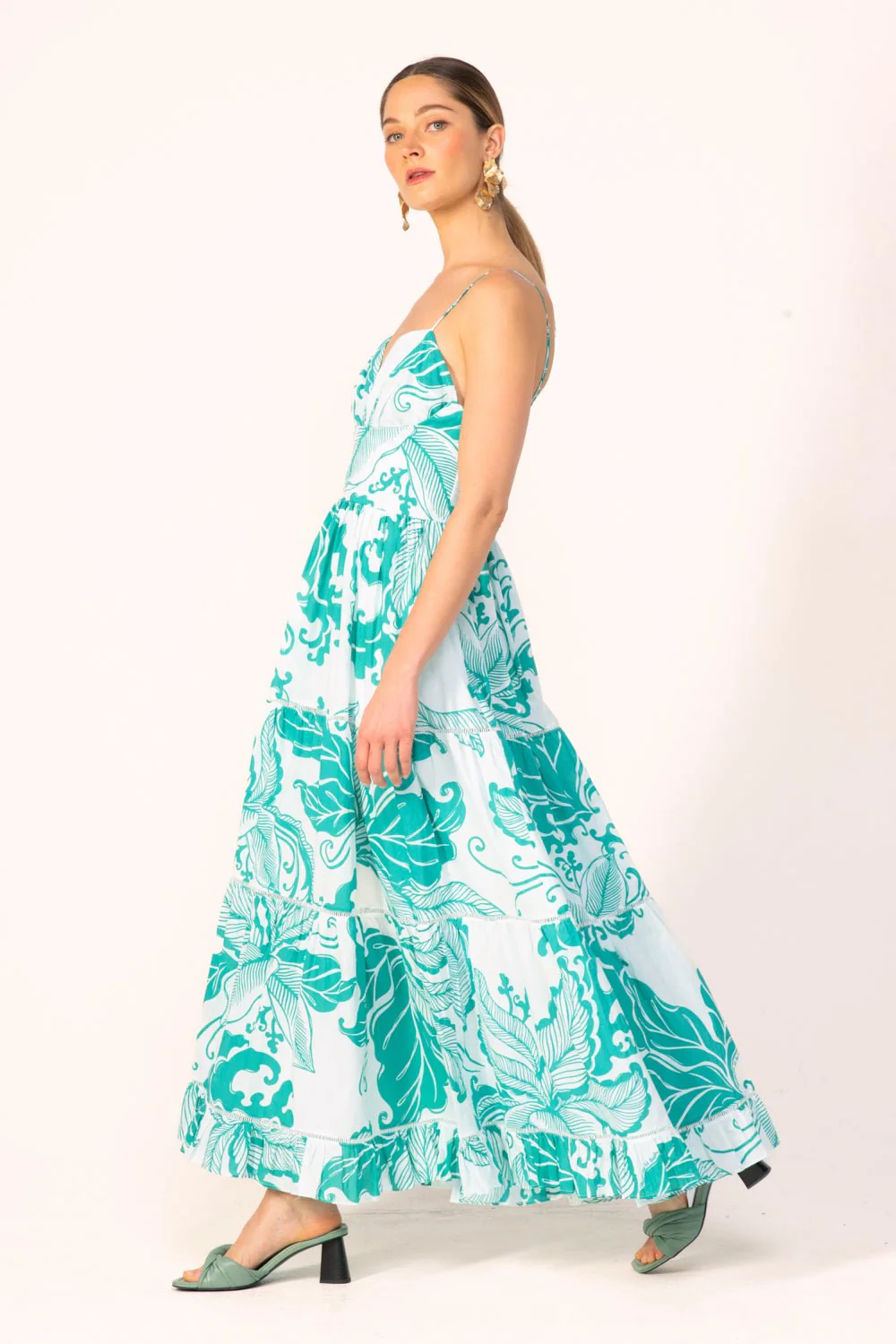 Long Dress Milena - Green Reef Wave - Image 3