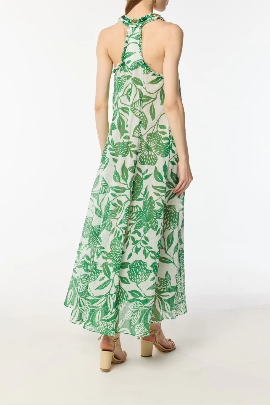 Long Dress Nava - White Green Macro Stelis - Image 4