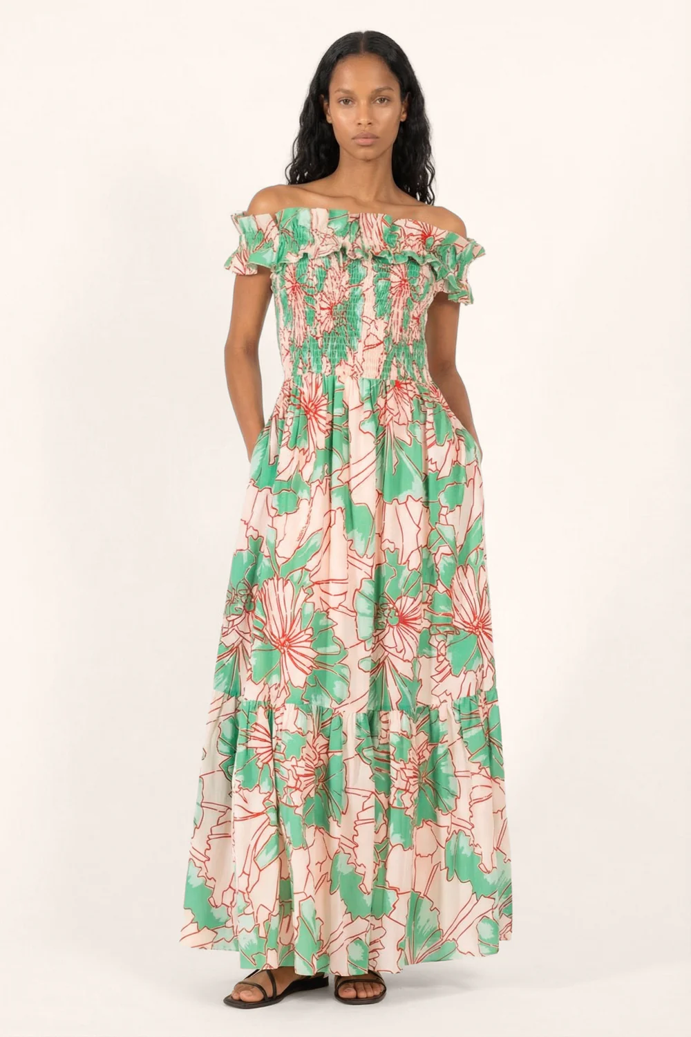 Long Dress Suzanne - Green Petal