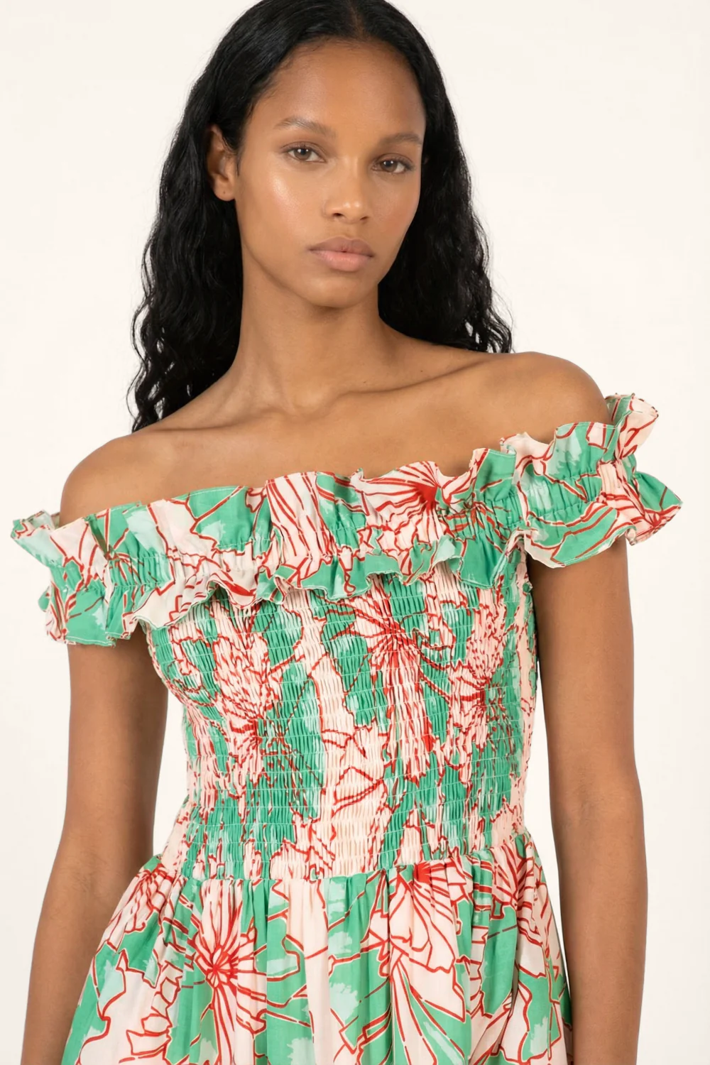 Long Dress Suzanne - Green Petal - Image 4