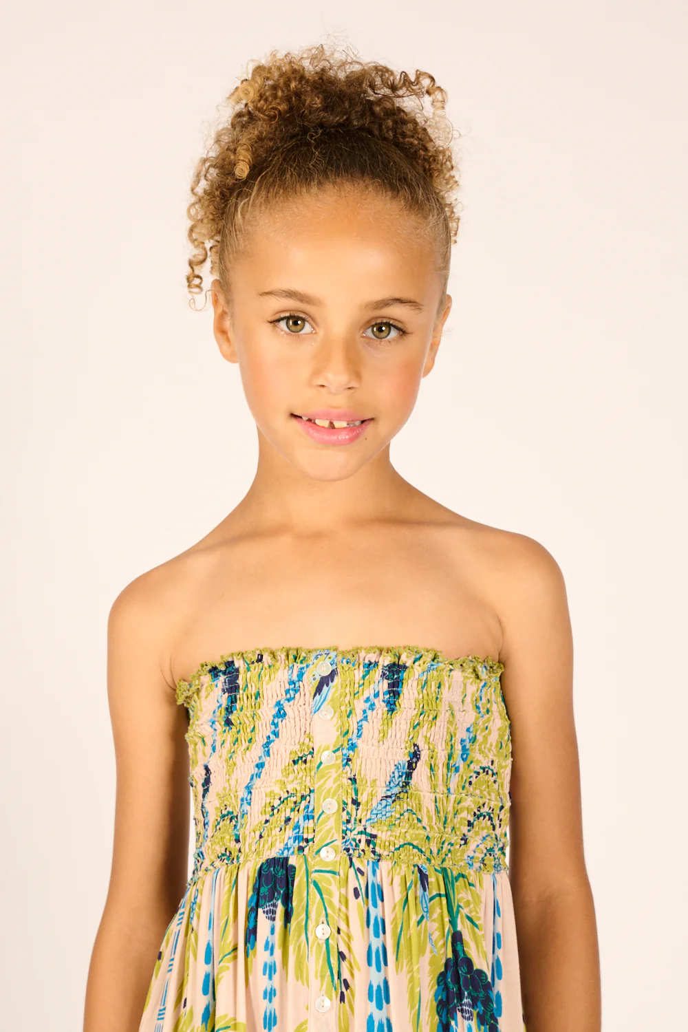 Long Dress Triny for girls - Green Mini Palmrott - Image 4