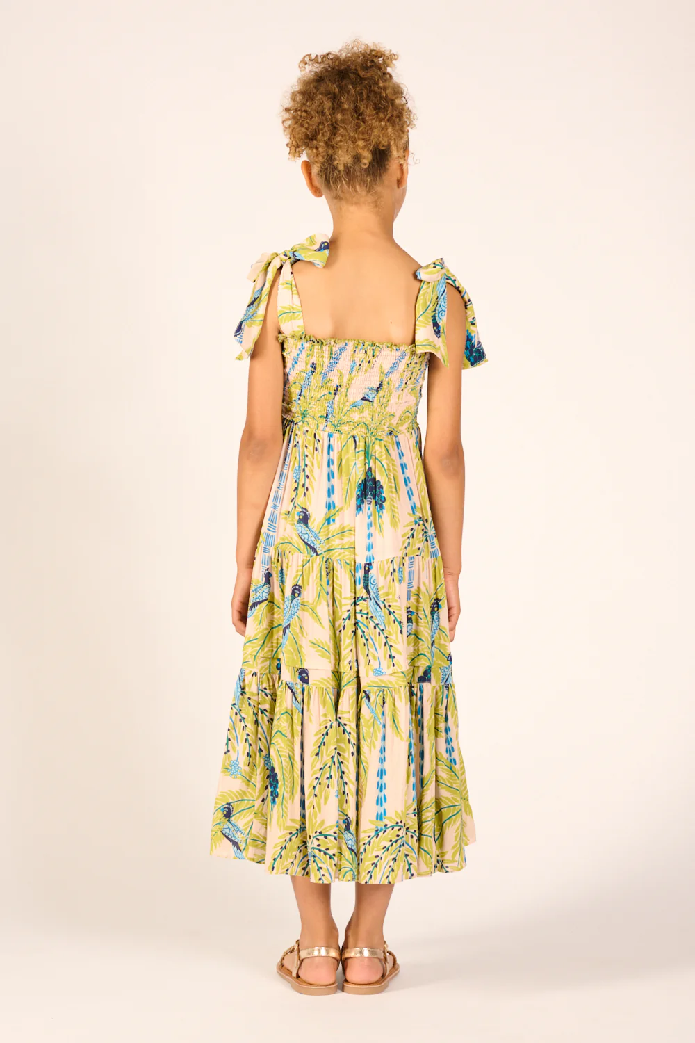 Long Dress Triny for girls - Green Mini Palmrott - Image 7