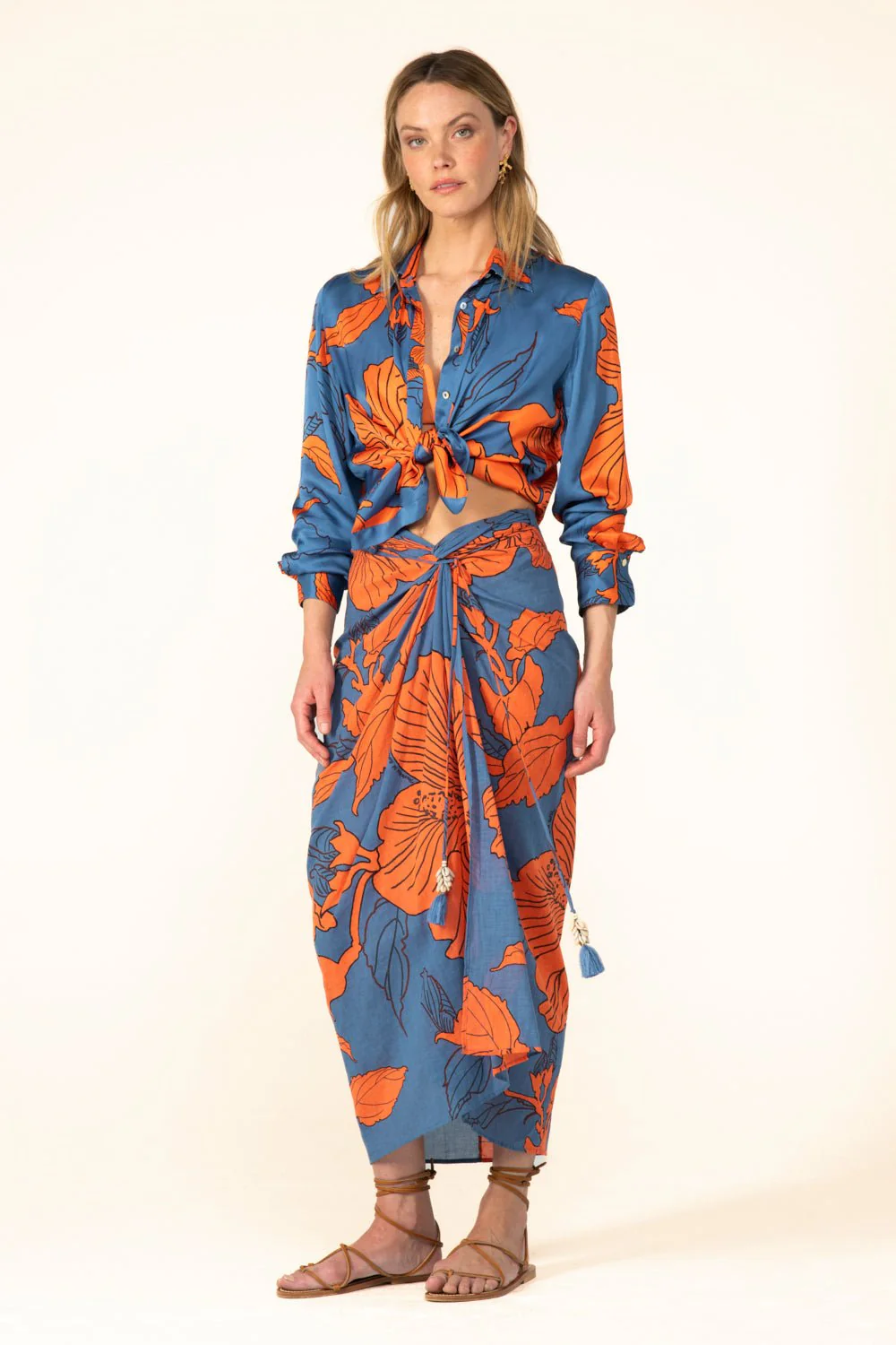 Long Skirt Uma - Blue Hibiscus