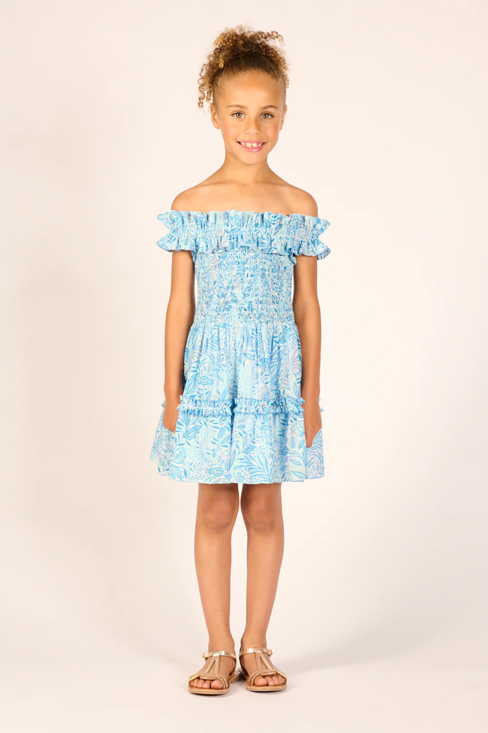 Mini Dress Amber for girls - Blue Palmarosa