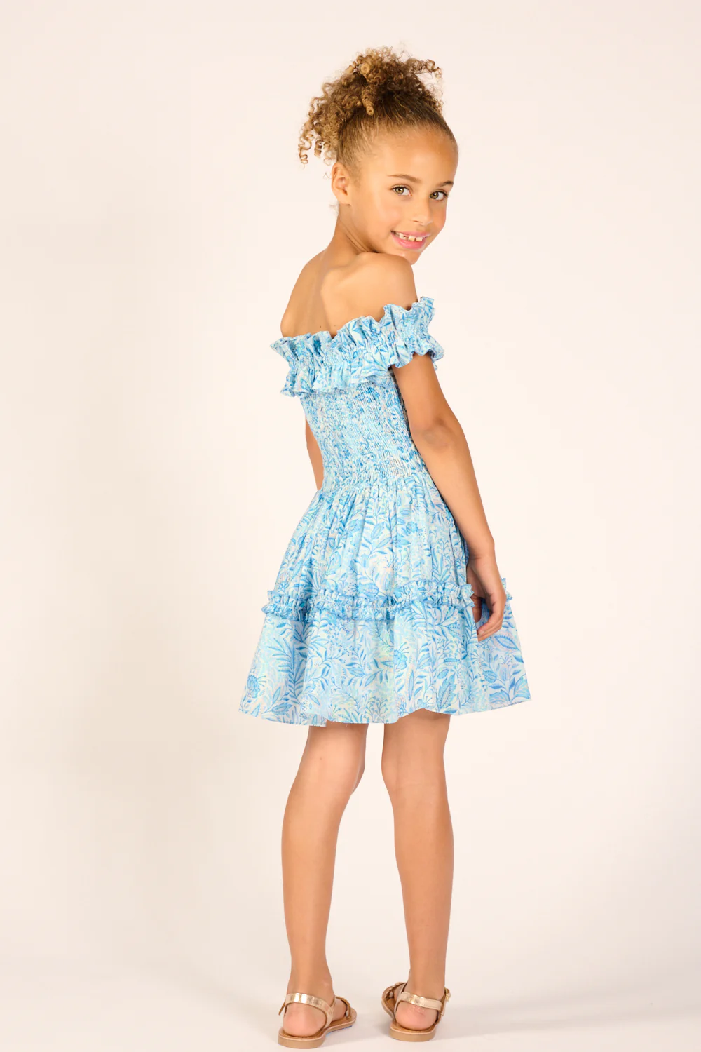 Mini Dress Amber for girls - Blue Palmarosa - Image 2