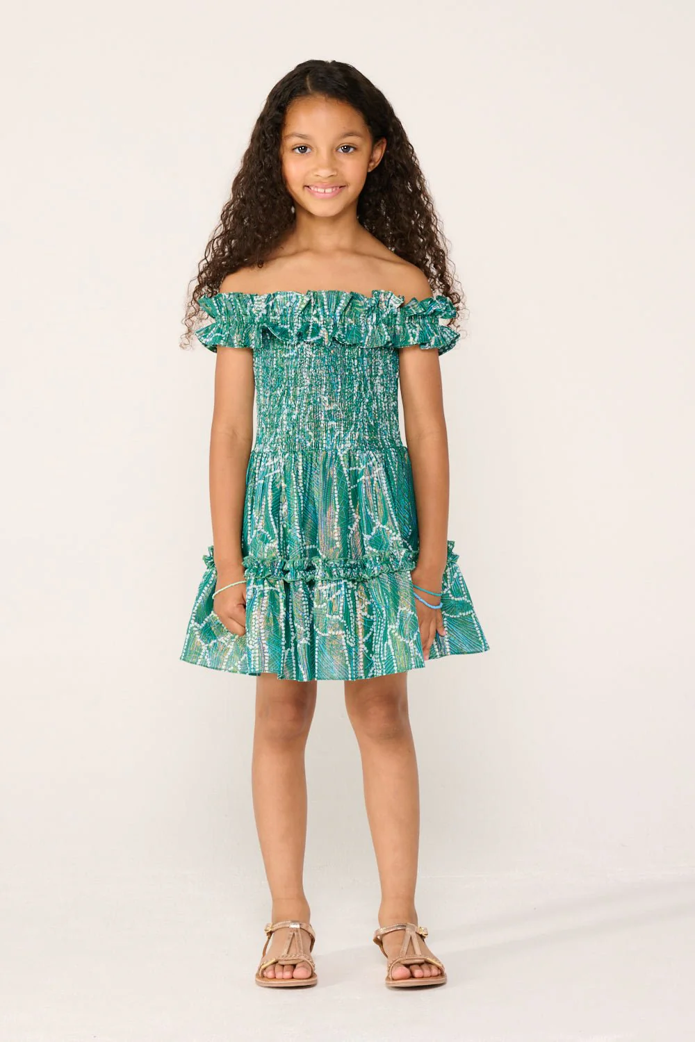 Mini Dress Amber for girls - Green Akoya