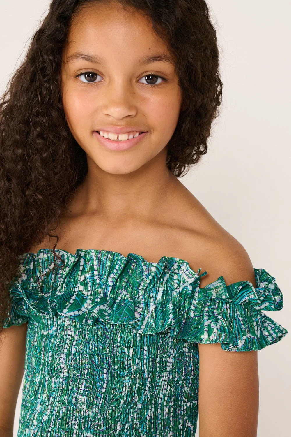 Mini Dress Amber for girls - Green Akoya - Image 2