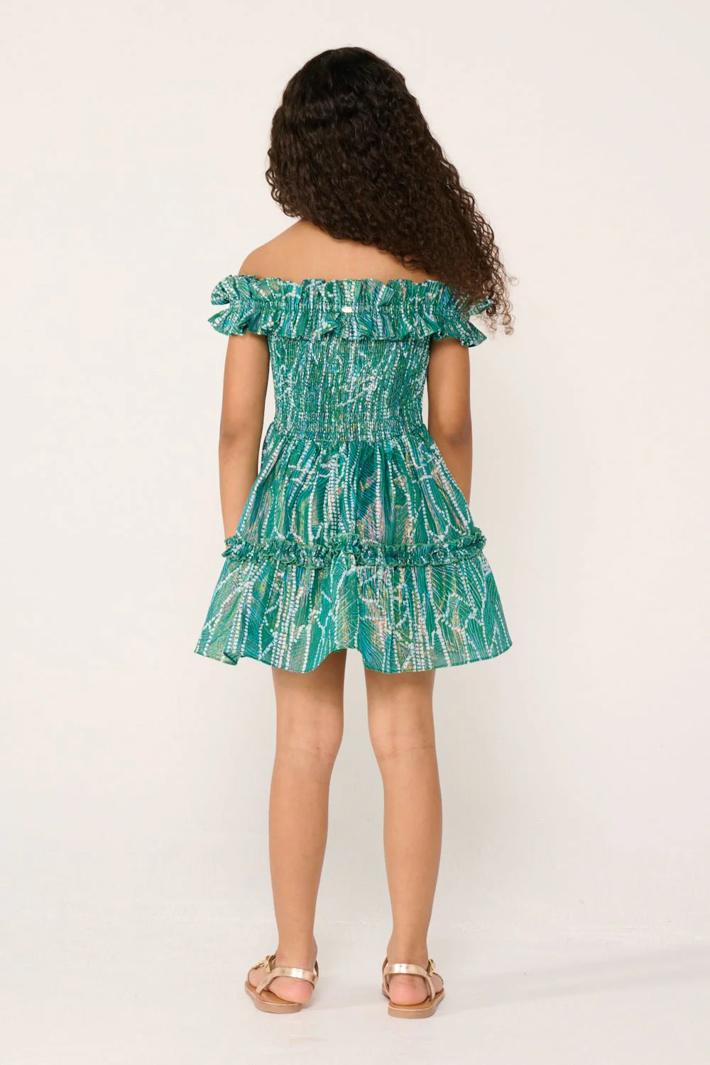Mini Dress Amber for girls - Green Akoya - Image 4