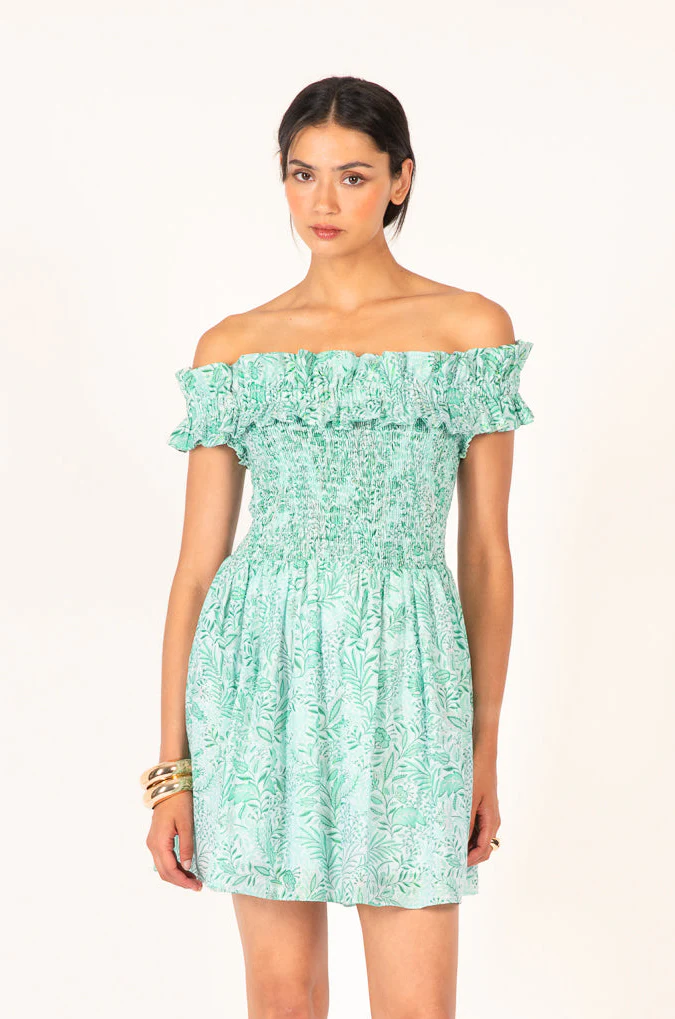 Mini Dress Amber - Green Palmarosa