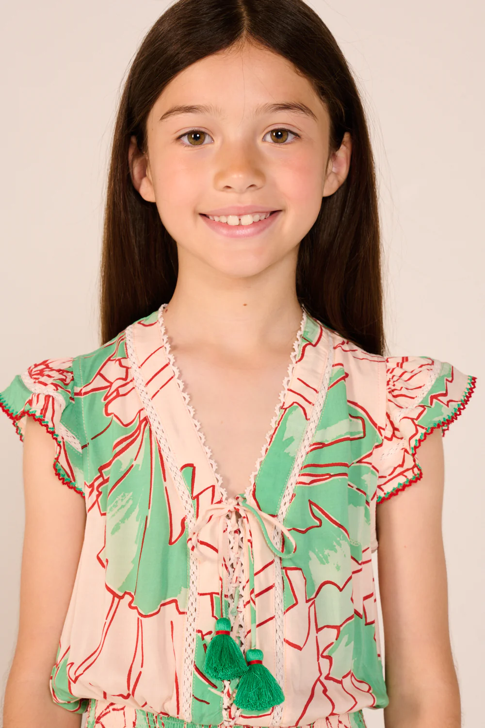 Mini Dress Anais for girls - Green Petal - Image 3