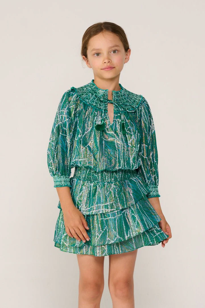 Mini Dress Anna for girls - Green Akoya