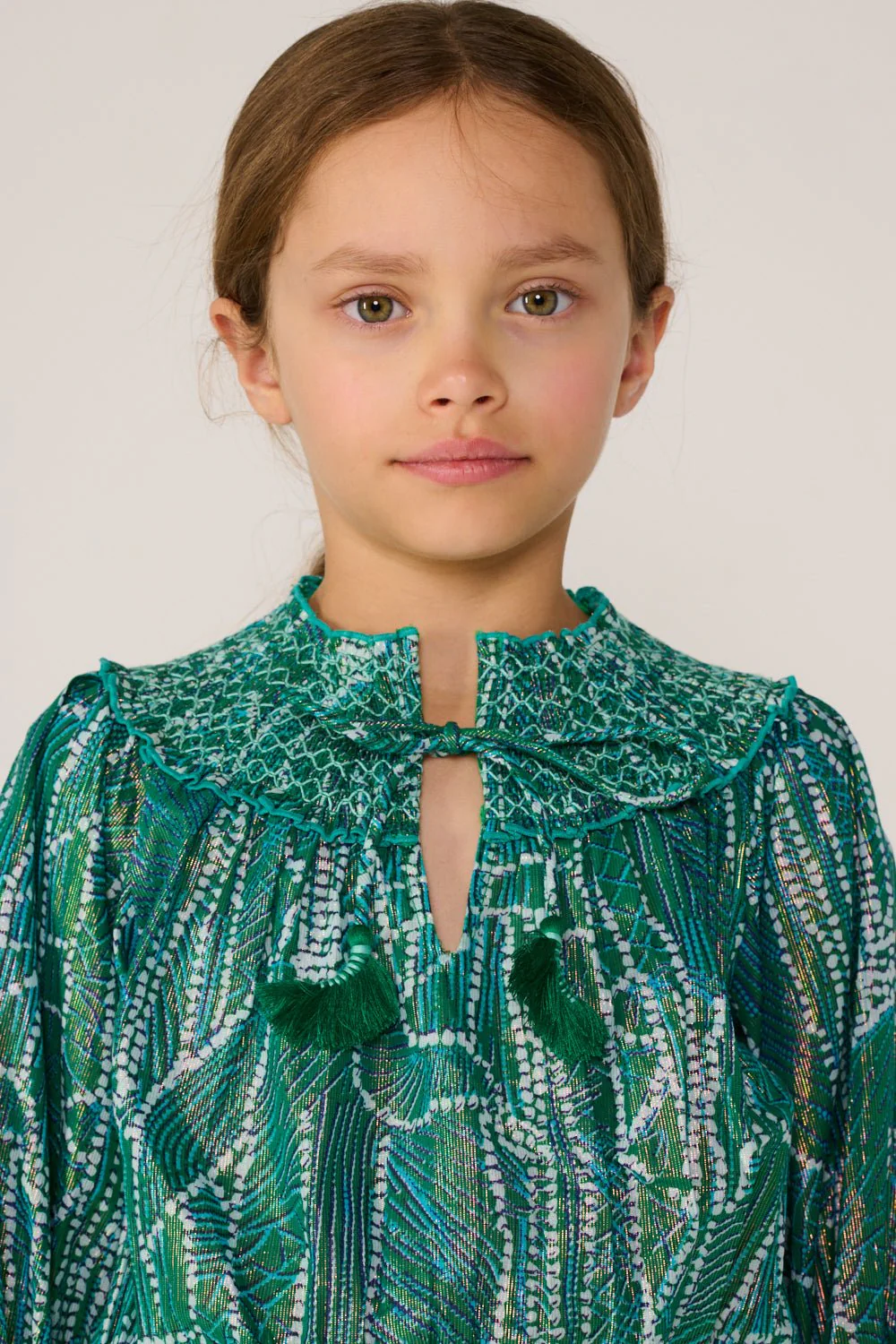 Mini Dress Anna for girls - Green Akoya - Image 3