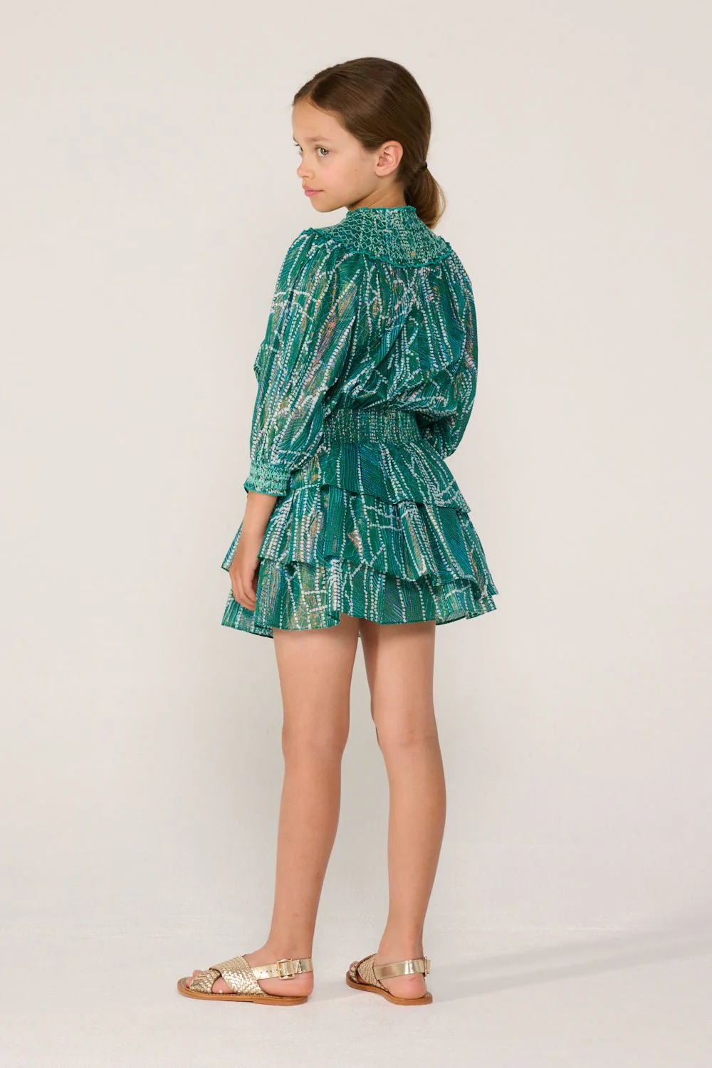 Mini Dress Anna for girls - Green Akoya - Image 4