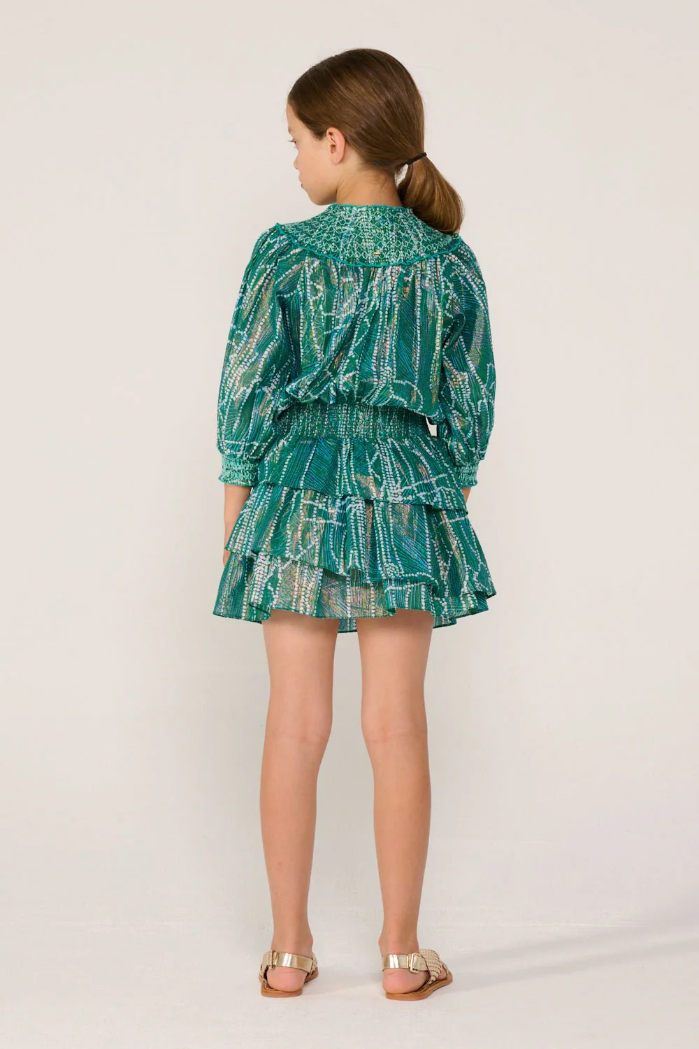 Mini Dress Anna for girls - Green Akoya - Image 5