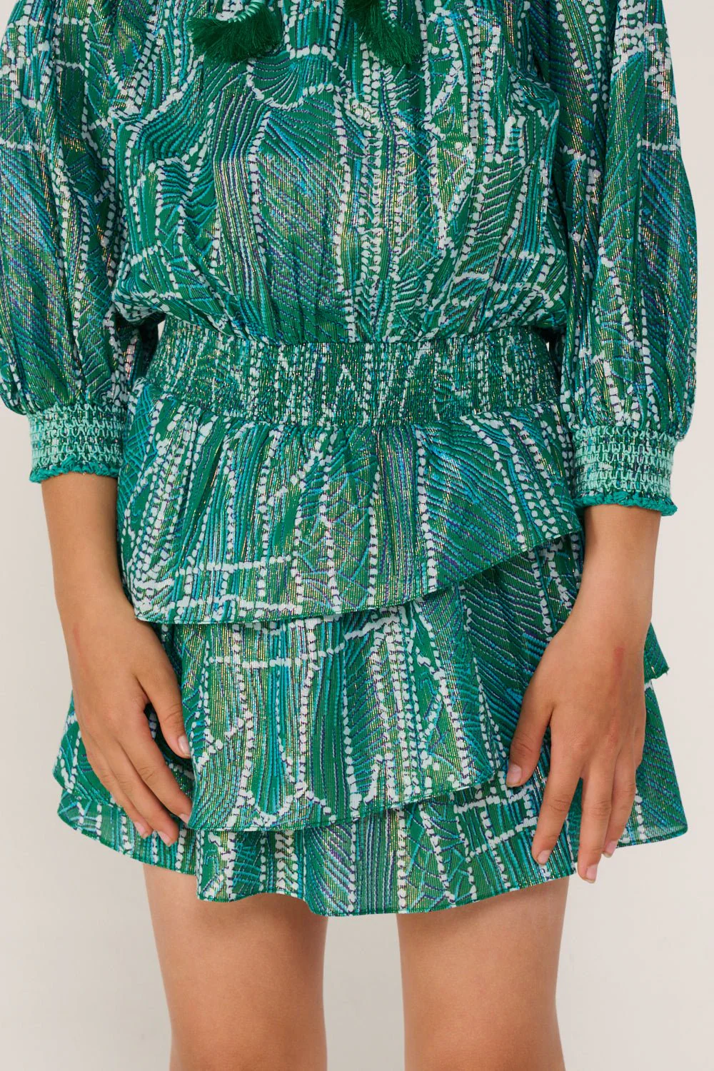 Mini Dress Anna for girls - Green Akoya - Image 6